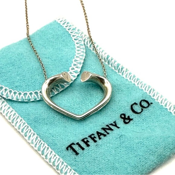 Tiffany & Co Paloma Picasso Silver Tenderness Double Heart Necklace - Picture 1 of 12